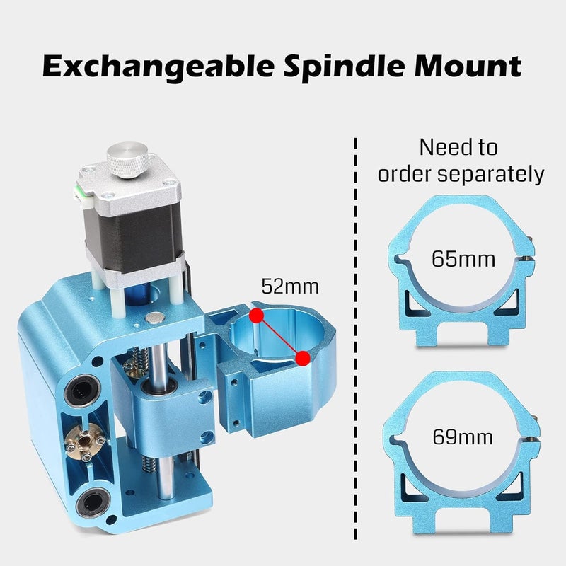 Genmitsu Upgraded Aluminum Z Axis Assembly V2 Kit, with Spindle Motor Mount for 775 Spindle and 300-500W Spindle, 43mm & 52mm Diameter Spindle Holder for CNC Machine 3018-PRO - Image 3